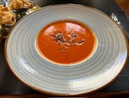 NOU: Supă cremă de ardei copți cu rață crocantă/ Cream soup of baked peppers with crispy duck (300 ml)
