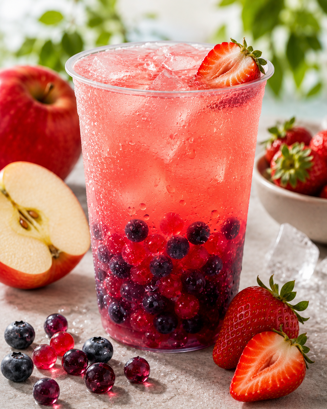 Lemoniada Bubble jabłko–truskawka 400 ml