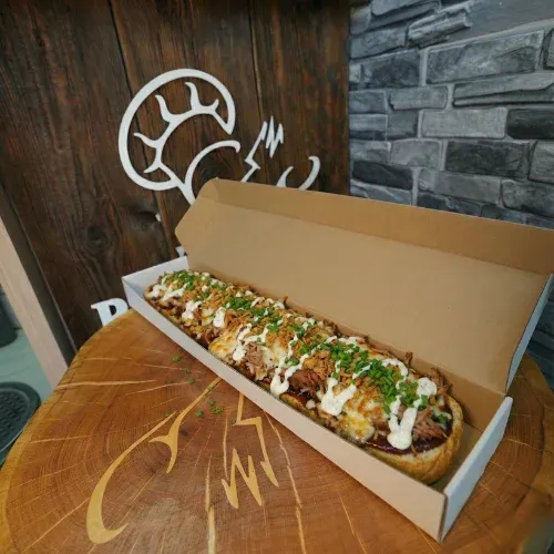 Zapiekanka z szarpaną wieprzowiną