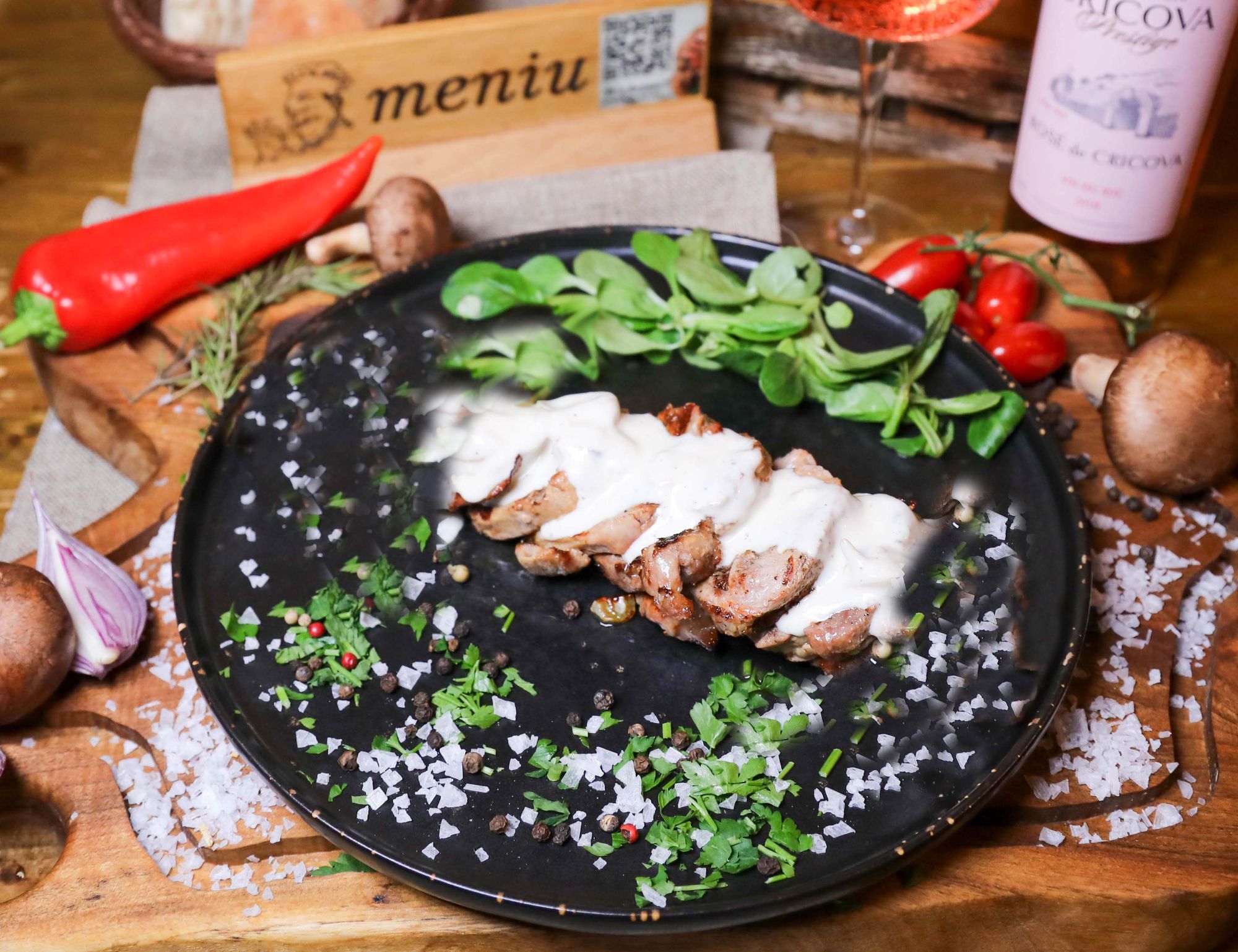 Muschiulet de porc cu sos alb 250g