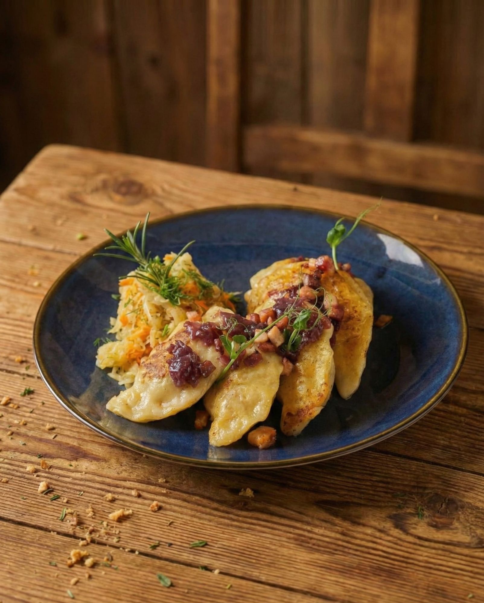 Pierogi z szarpaną gęsiną 