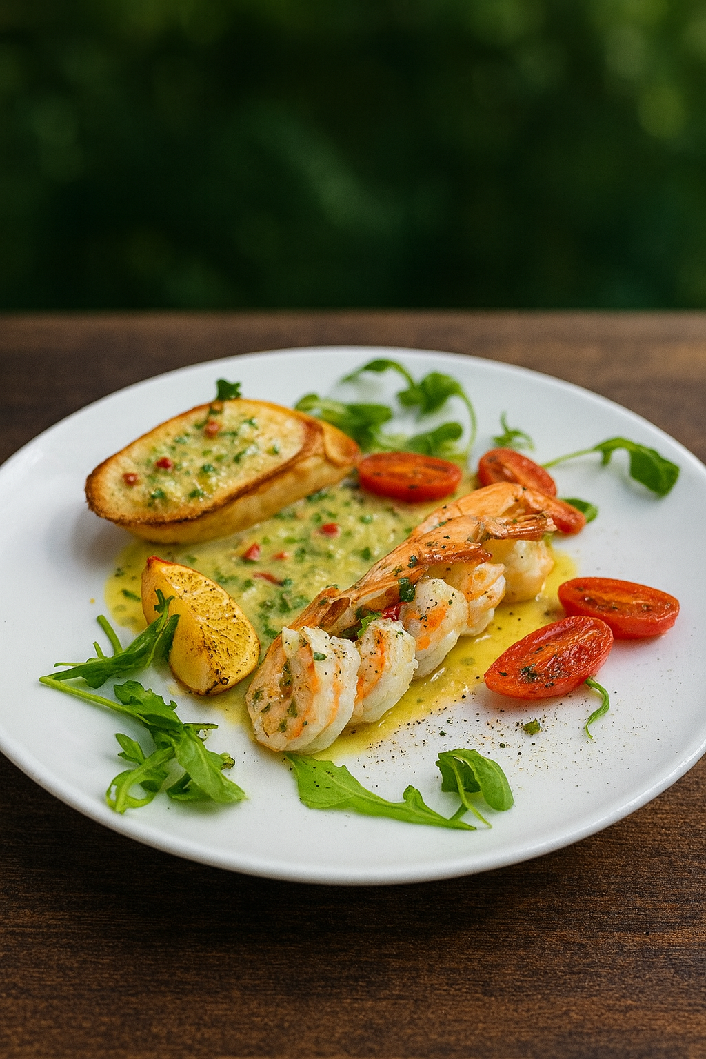 Krewetki w sosie winno maślanym z grzankami