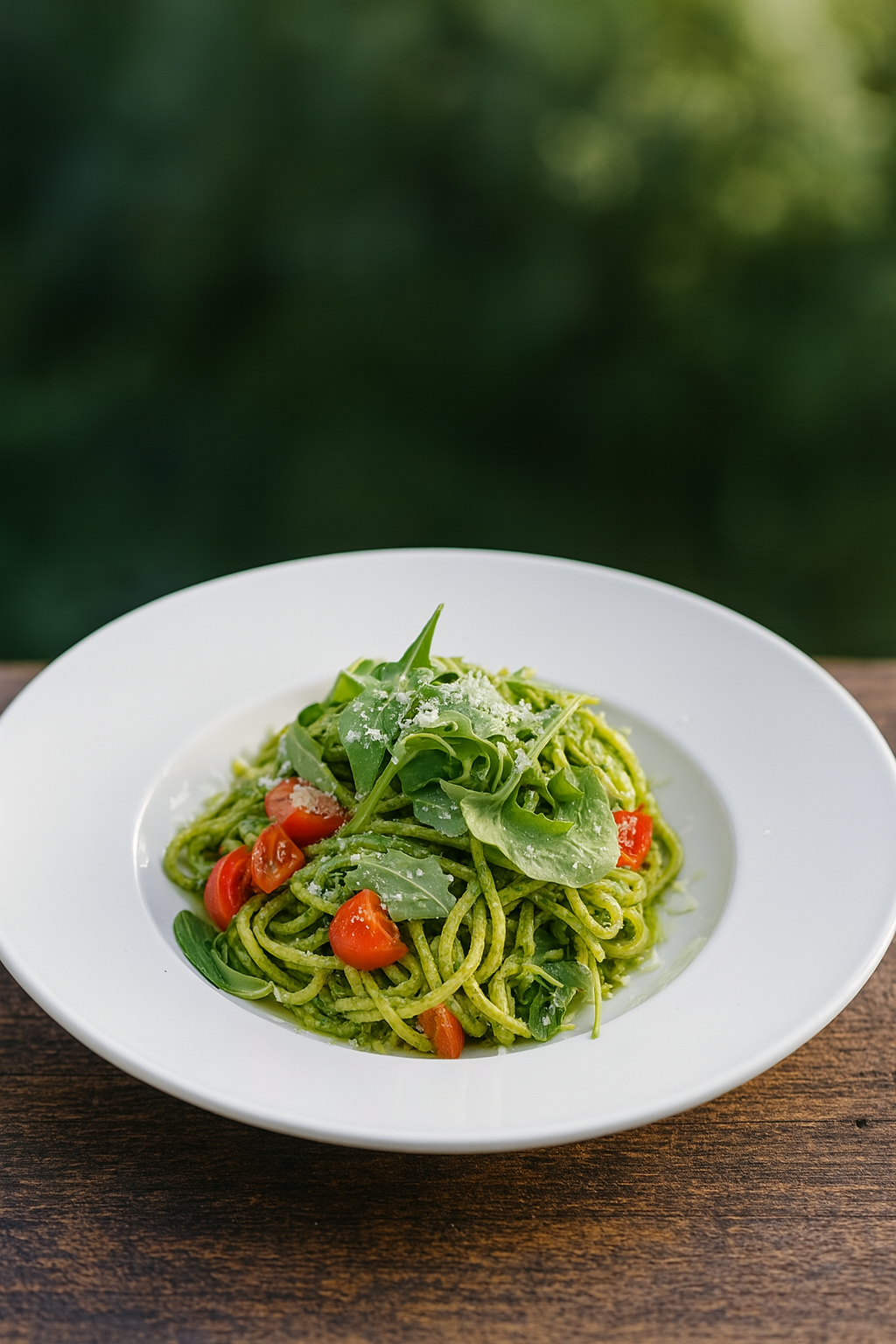Spaghetti pesto e rucola