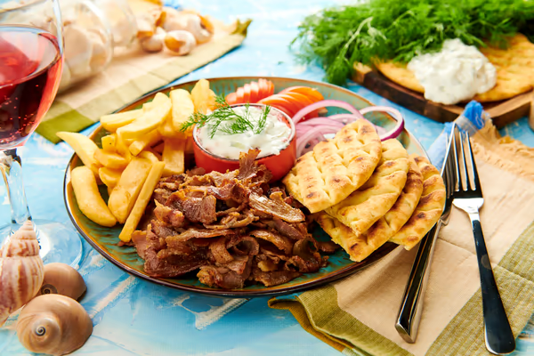 Gyros de pui la farfurie