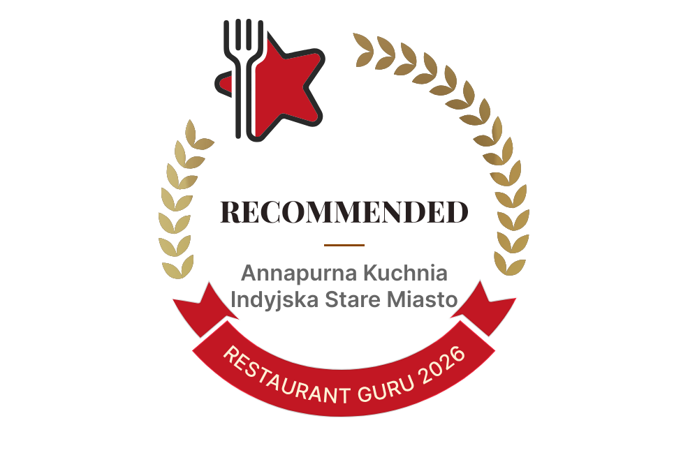 Odznaka rekomendacji dla restauracji Annapurna Kuchnia Indyjska Stare Miasto, Restaurant Guru 2026.