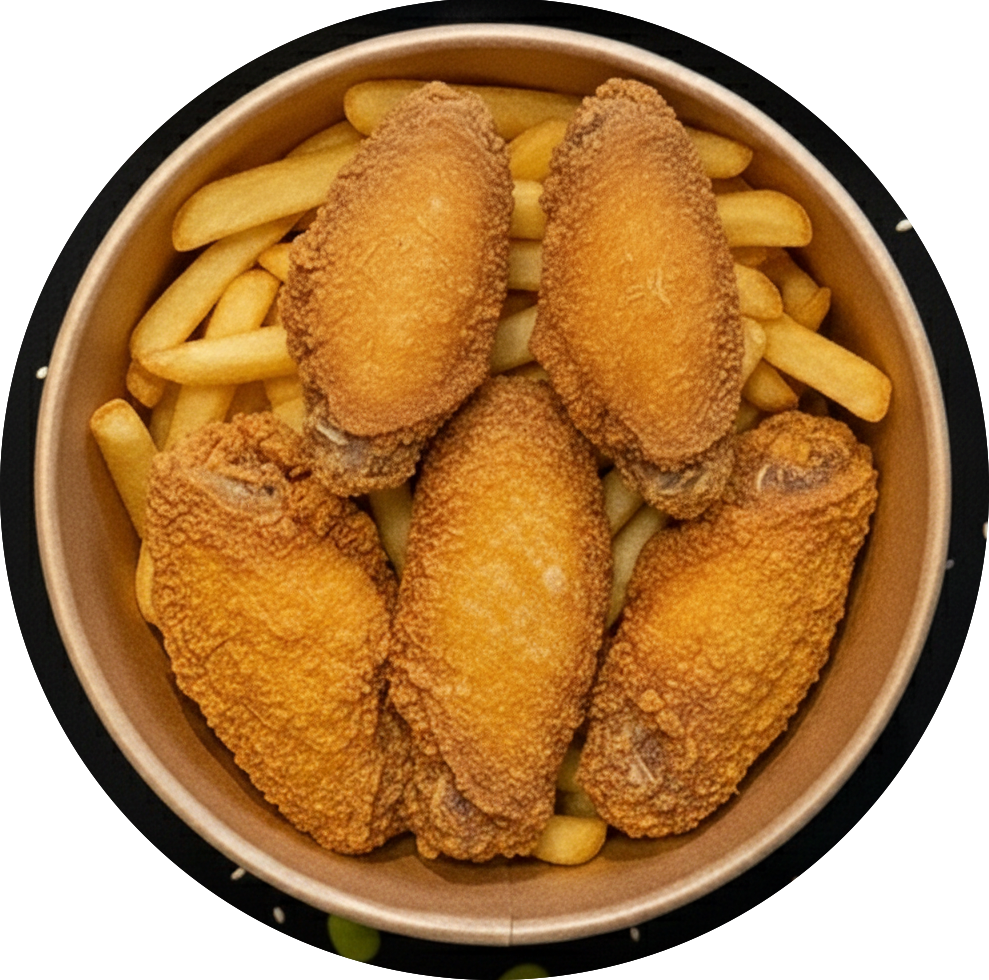 Chicken Wings (5szt) & Fries
