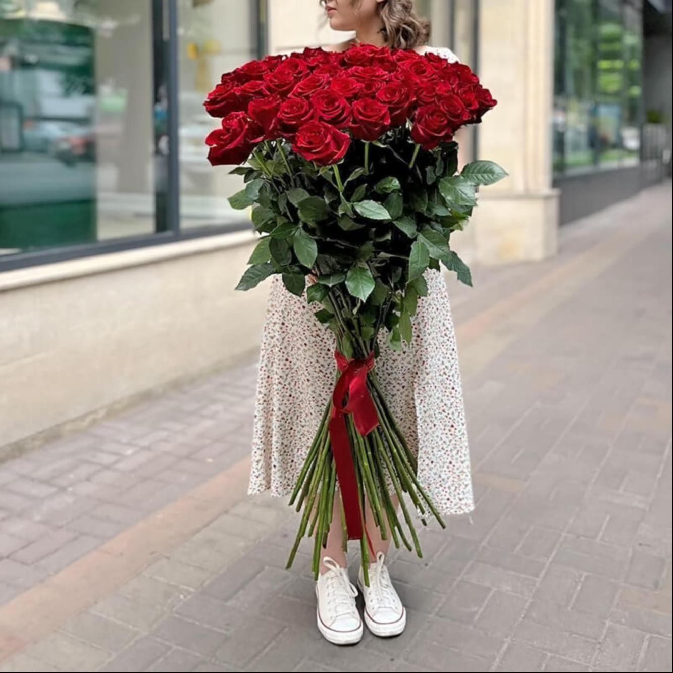 Bukiet czerwonych róż 120cm 25szt