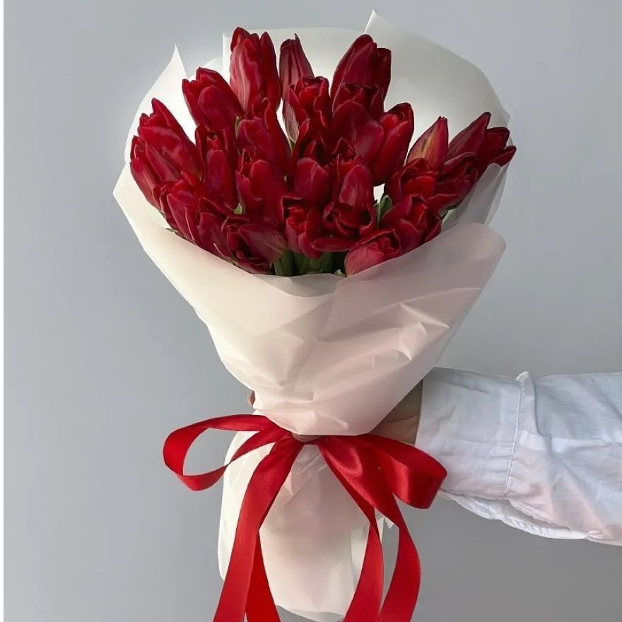 Bukiet czerwonych tulipanów (35-40)cm 25szt