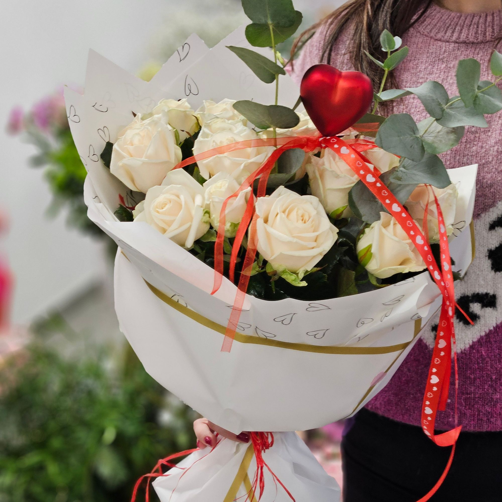 Róże 11szt z sercem