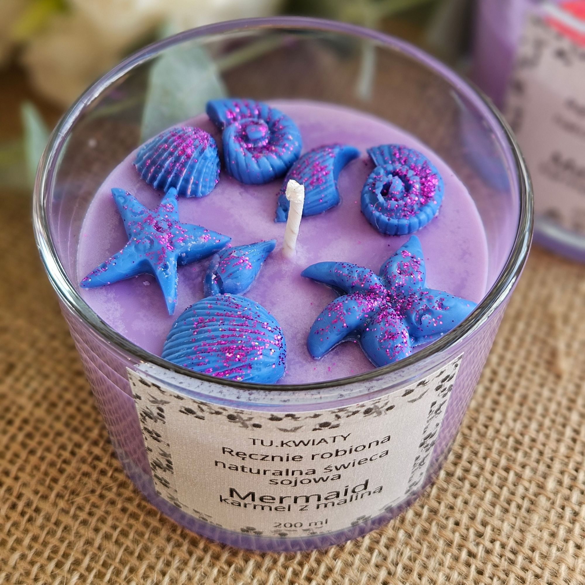 Mermaid, świeca sojowa 200ml karmel z maliną