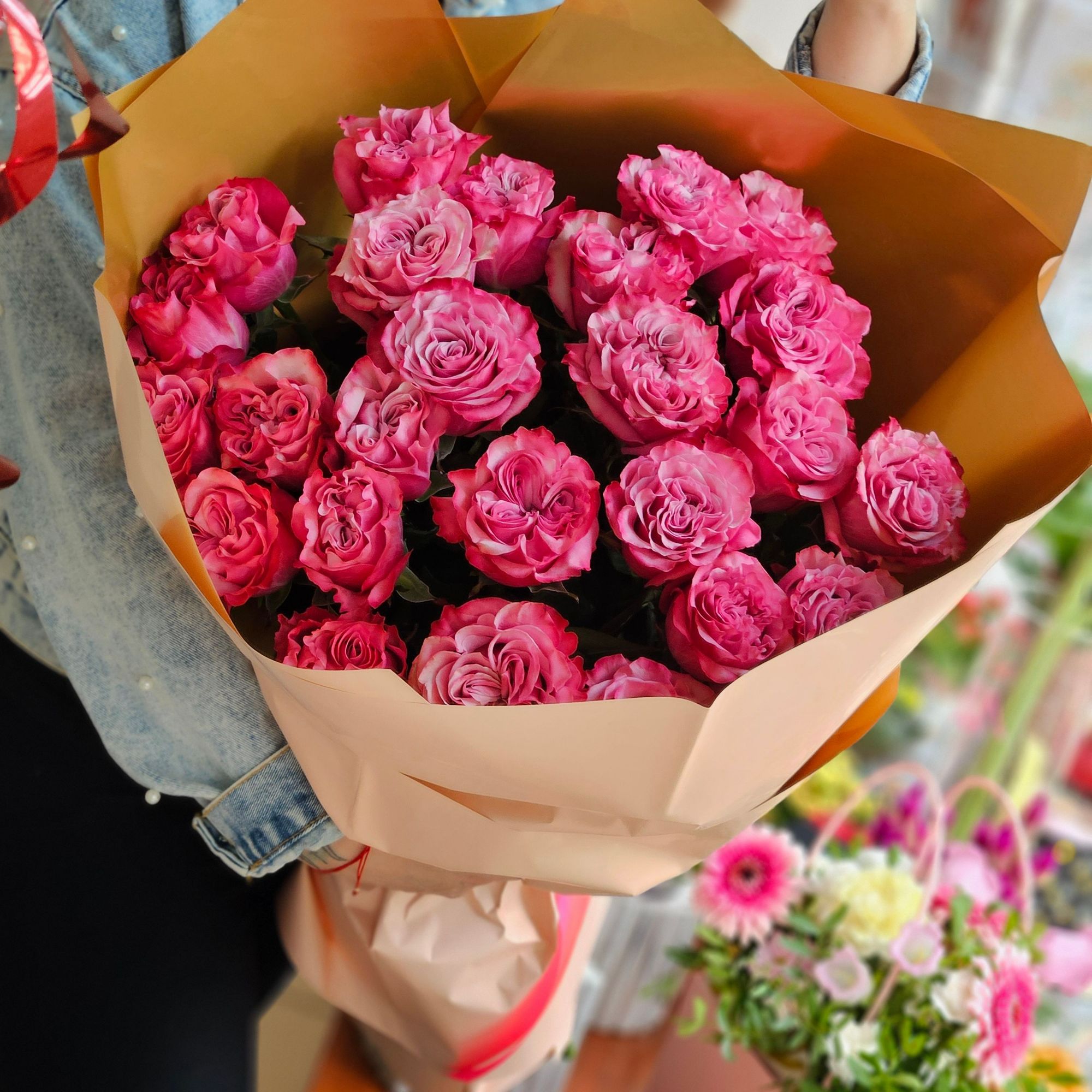 Różowe róże 15szt