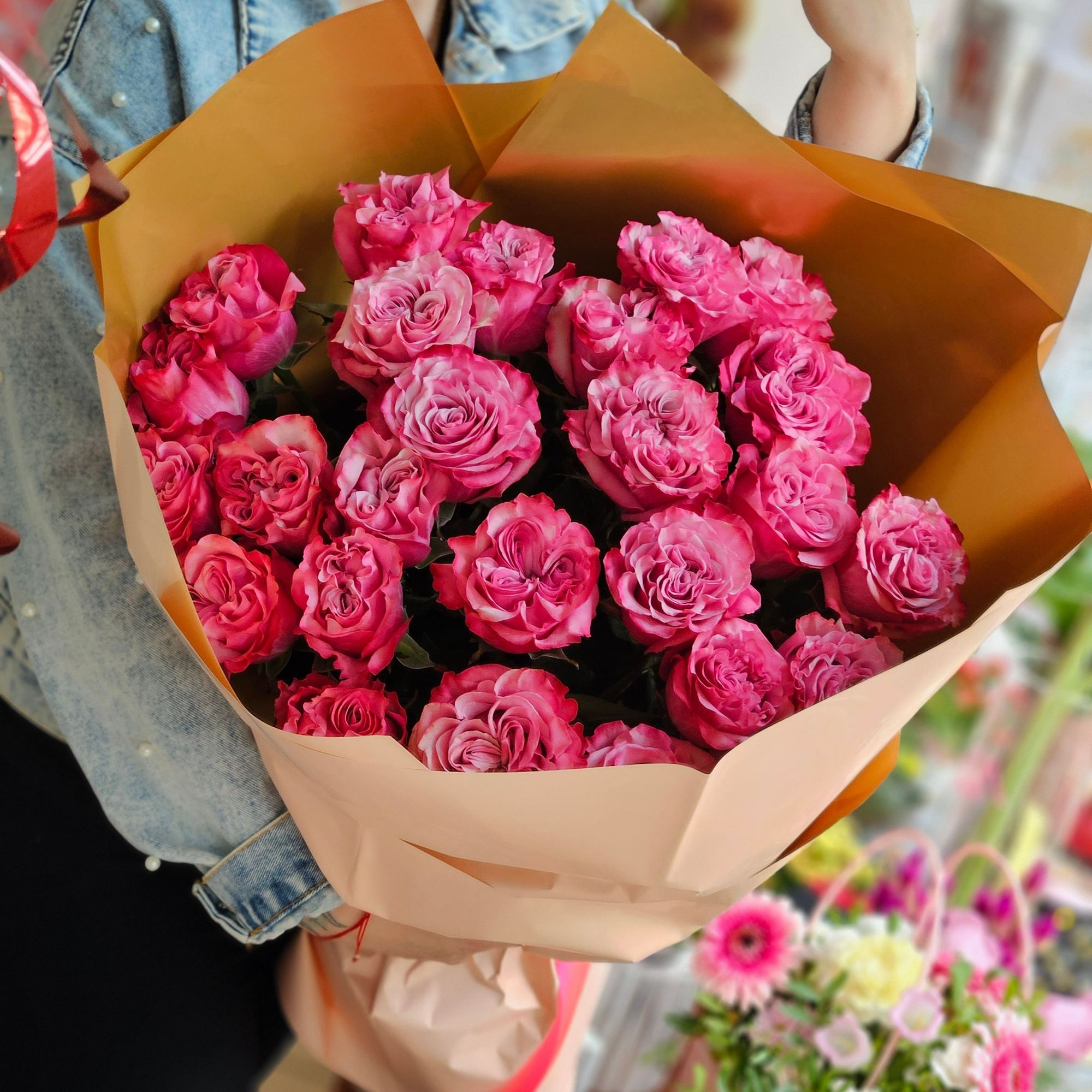 Różowe róże 19szt