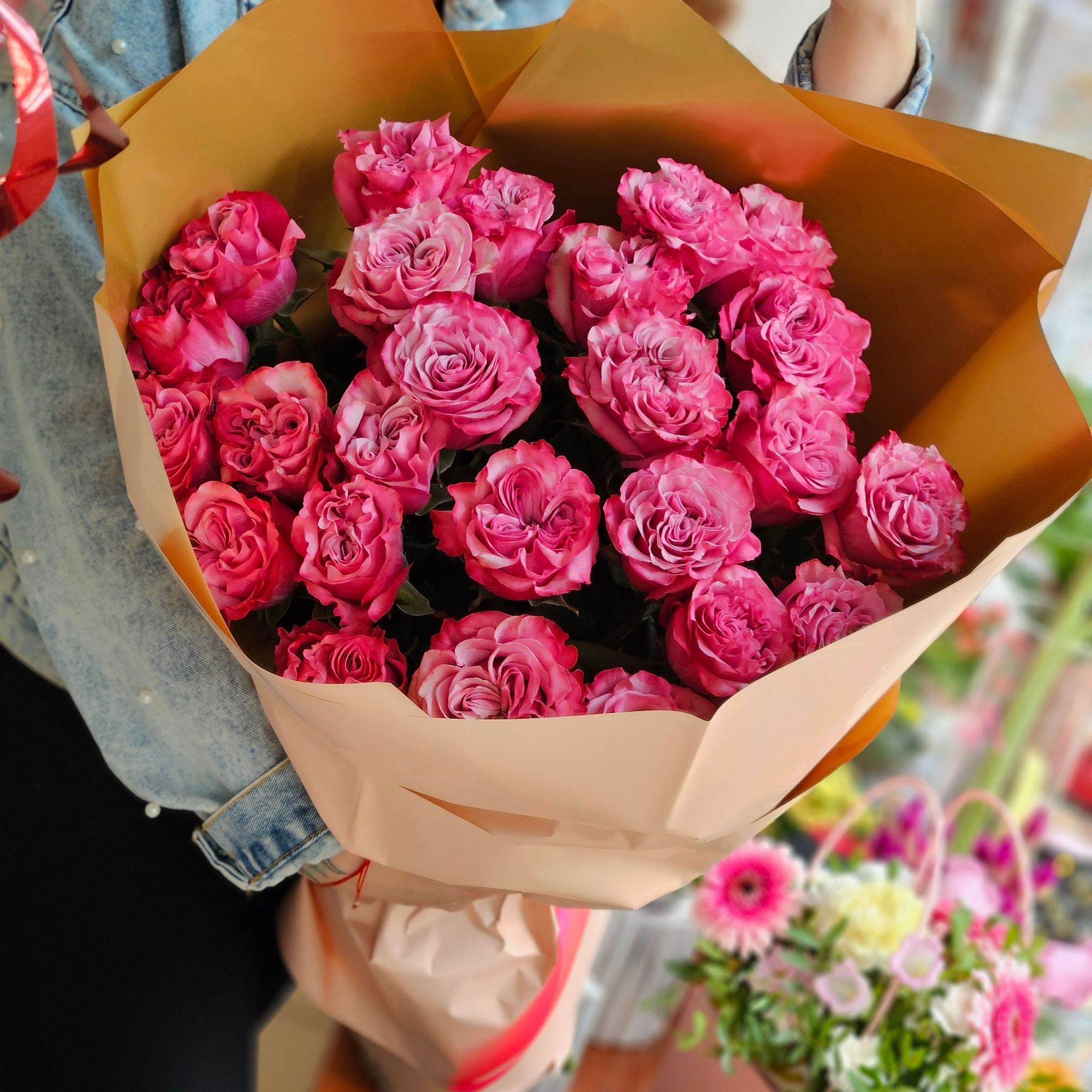 Różowe róże 9szt