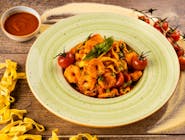 Tagliatelle cu creveti si dovlecei / Tagliatelle with shrimp and zucchini