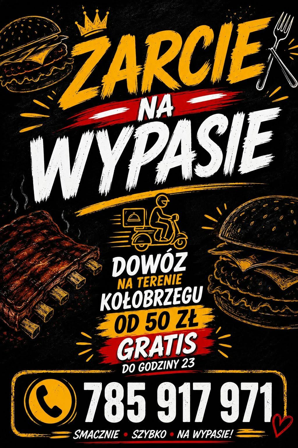 Zarcie na wypasie – dowóz jedzenia w Kołobrzegu, zamówienia od 50 zł, kontakt telefoniczny.