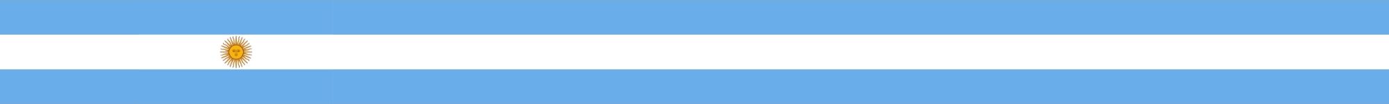 Flaga Argentyny z niebieskimi i białymi pasami oraz herbem w centrum.
