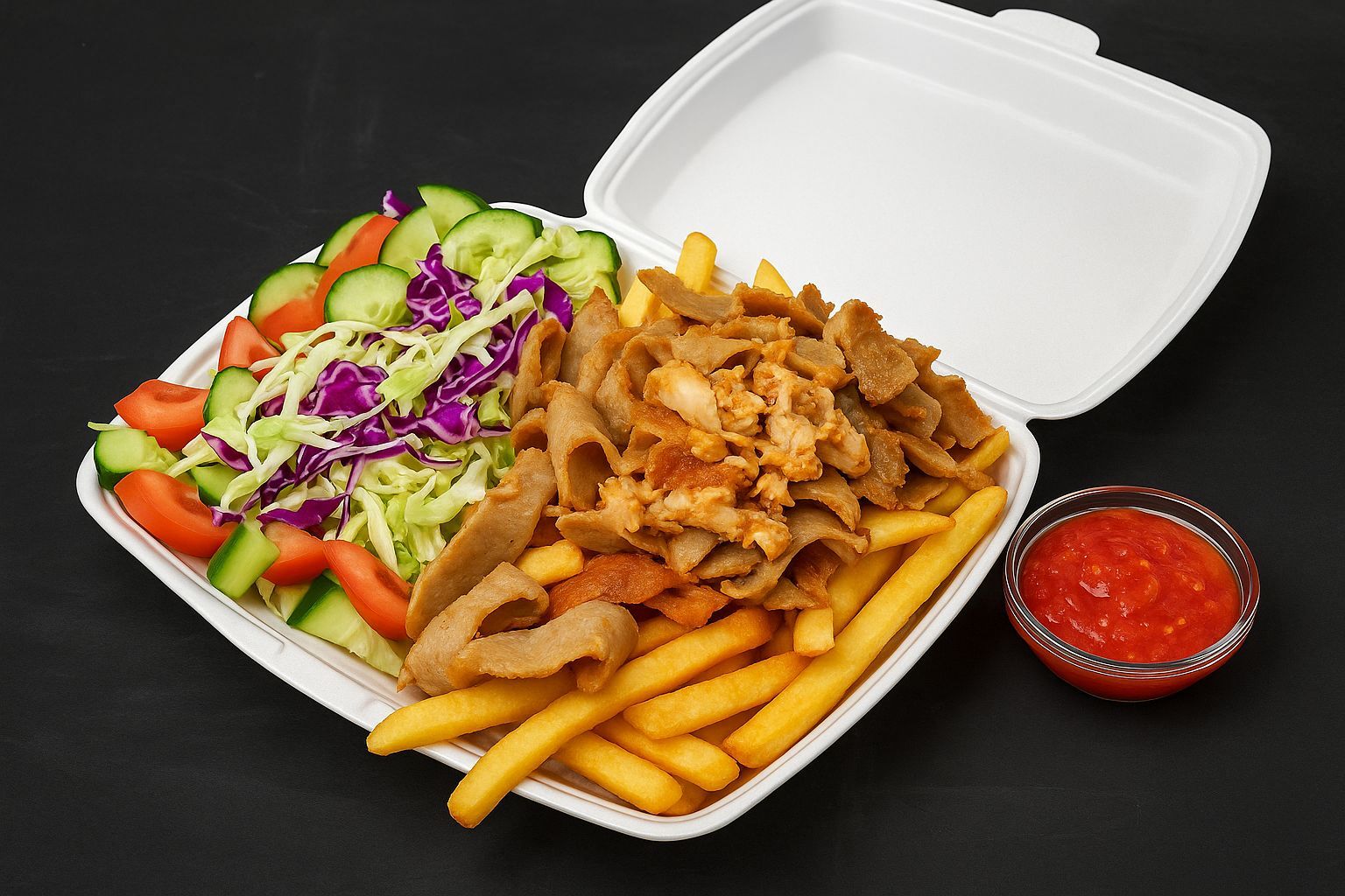 Kebab talerz z frytkami