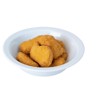 7. Chicken Bites- Kawałki kurczaka w łagodnej panierce/tempurze z 1 sosem do wyboru ( 7szt)