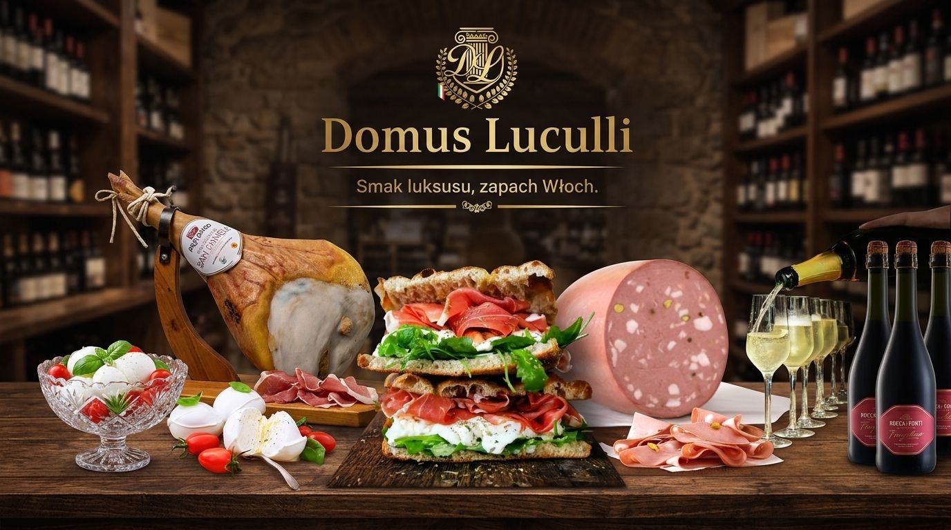 Deska serów i wędlin, sałatka, wina i dżem w eleganckiej piwnicy winiarskiej Domus Luculli.