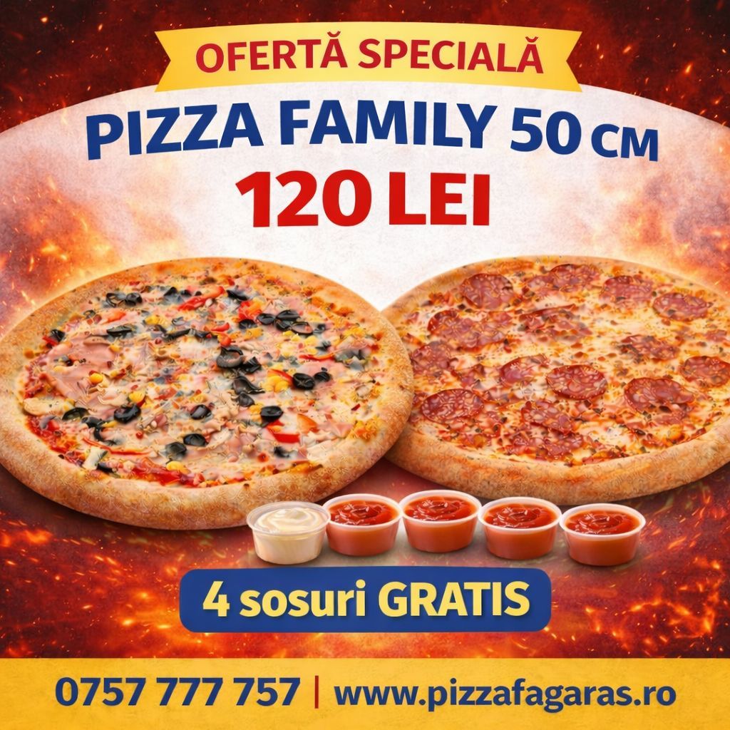 1 + 1 Gratis + 2 Sosuri - Pizza Family 50 Cm
