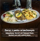 Baked cod (+/- 170g) with nut pesto and fried potatoes
