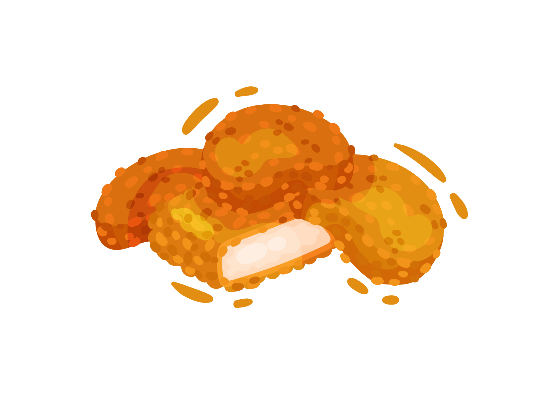 PohŕDnutí smažené kuracie nuggety na bielom pozadí.