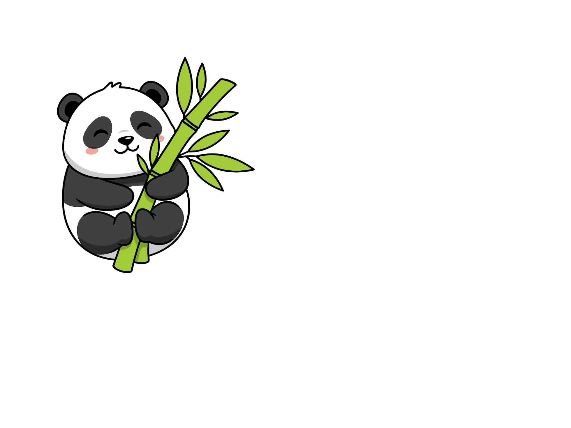 Panda trzymająca zieloną gałąź bambusa na białym tle.