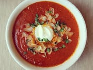 Zupa krem z pomidorów z prażonymi migdałami 