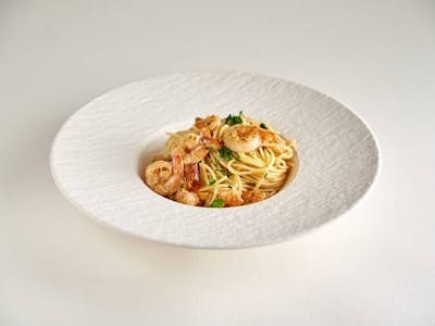 Spaghetti con gamberi in bianco