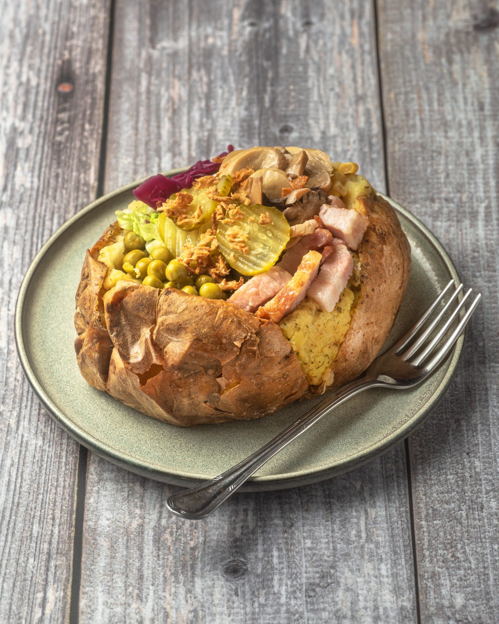 Kumpir Boczek-Pieczarki duży 