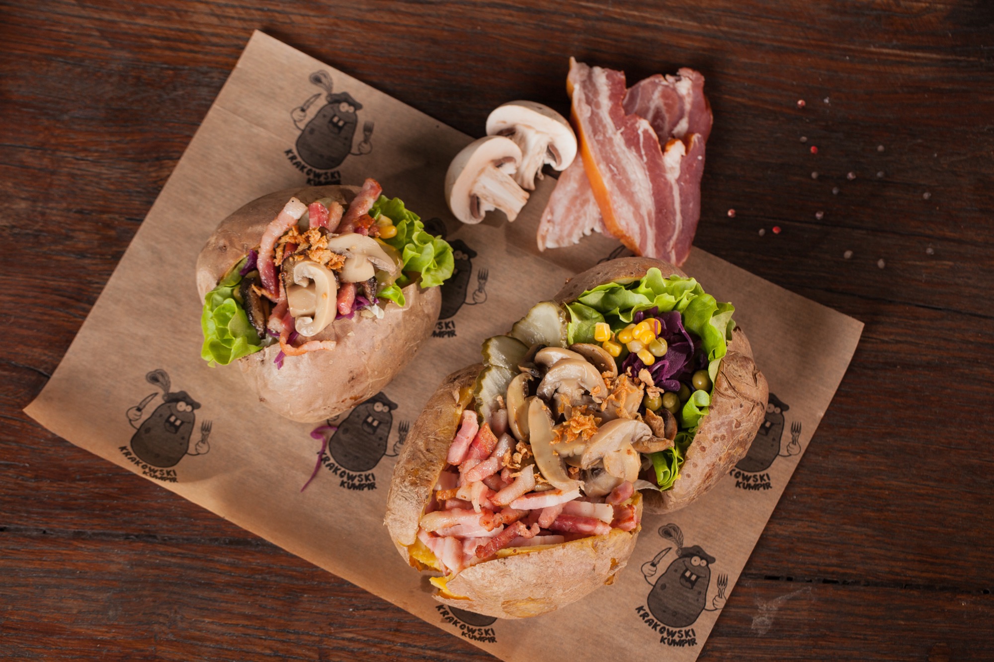 Kumpir Boczek-Pieczarki duży