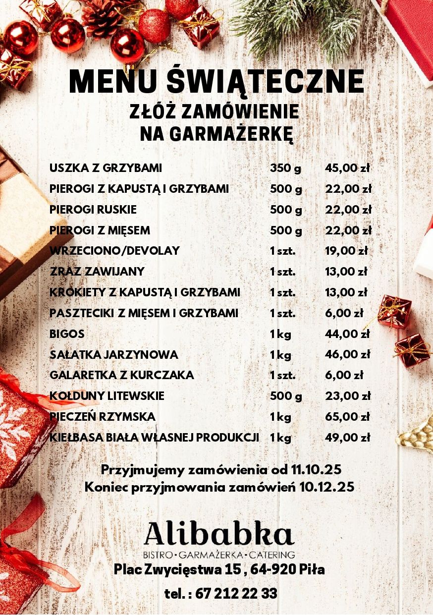 menu świąteczne Alibabka