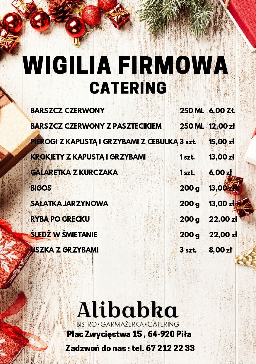 menu catering wigilia firmowa - Alibabka