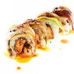 23. Krewetka w tempurze zawijana w węgorza i awokado / Shrimp in tempura wrapped in eel and avocado