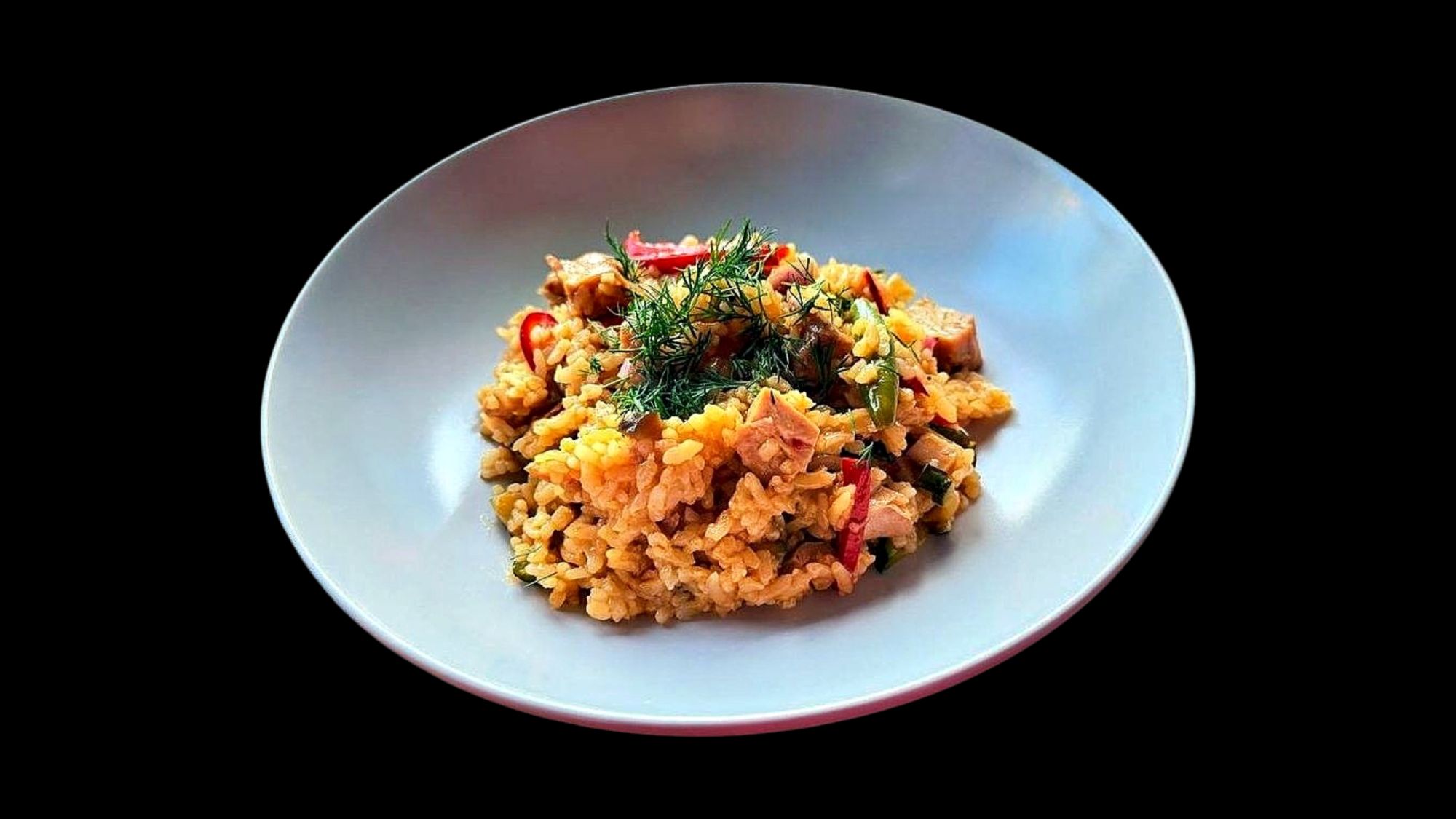 Rustylkany ryż z kurczakiem i warzywami