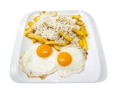 Cartofi prăjiți cu ochiuri de ou, mozzarela și slănină (420gr)
