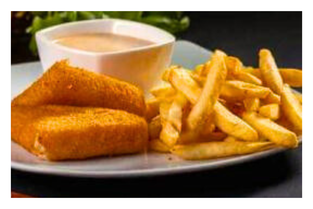 Cascaval pane cu cartofi pai si sos de usturoi 450 g